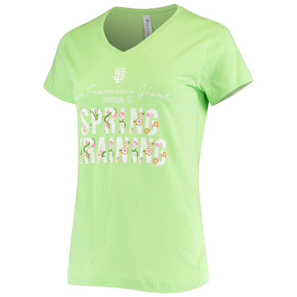MLB San Francisco Giants Soft as a Grape Women's Script Floral V-Neck T-Shirt
