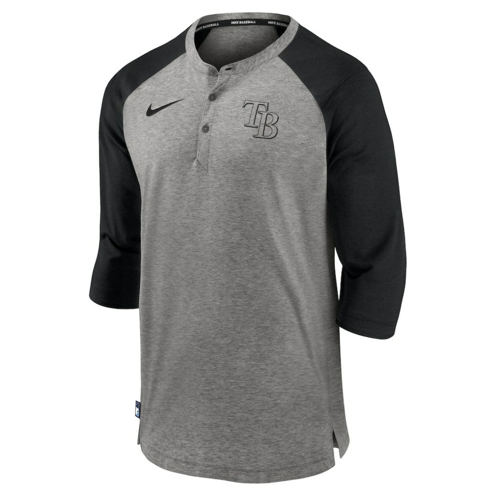 MLB Tampa Bay Rays Nike Authentic Collection Flux Henley Raglan 3/4-Sleeve T-Shirt