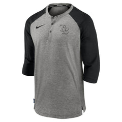 MLB Tampa Bay Rays Nike Authentic Collection Flux Henley Raglan 3/4-Sleeve T-Shirt
