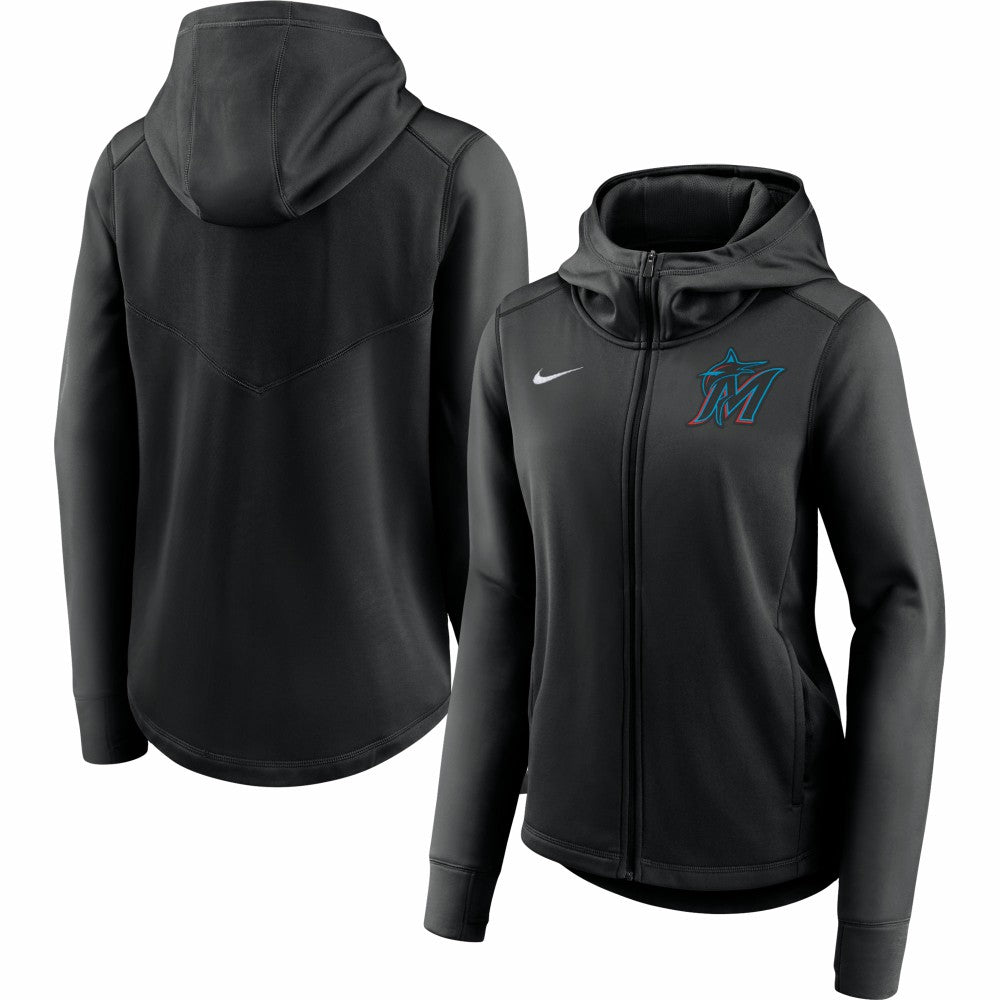 MLB Miami Marlins Nike Women's Authentic Collection Baseball Performance Full-Zip Hoodie