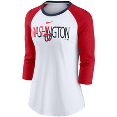 MLB Washington Nationals Nike Women's Color Split Tri-Blend 3/4-Sleeve Raglan T-Shirt