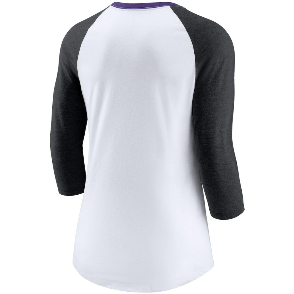 MLB Colorado Rockies Nike Women's Color Split Tri-Blend 3/4-Sleeve Raglan T-Shirt