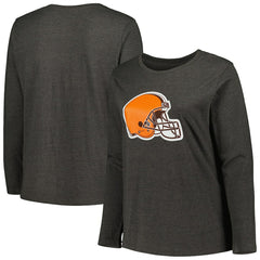 Women's Plus Size Primary Logo Long Sleeve Scoop Neck T-Shirt - Cleveland Browns