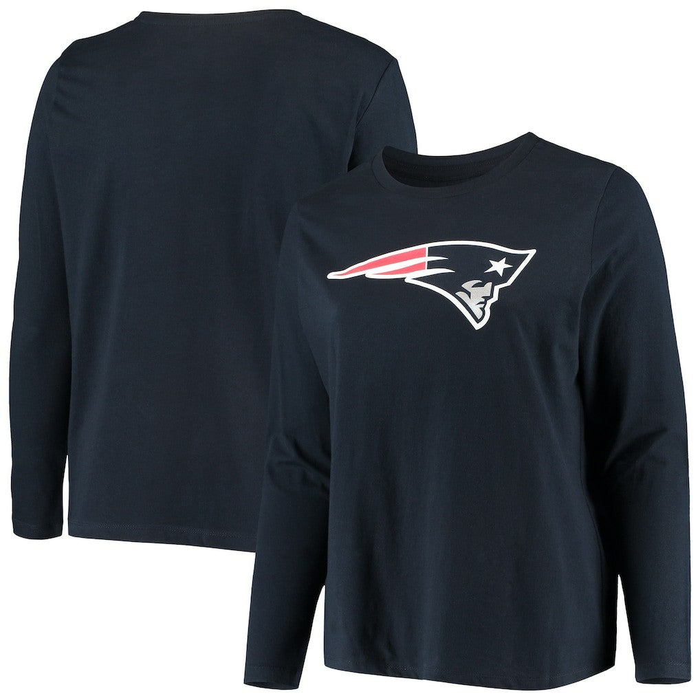 Women's Plus Size Primary Logo Long Sleeve Scoop Neck T-Shirt - New England Patriots