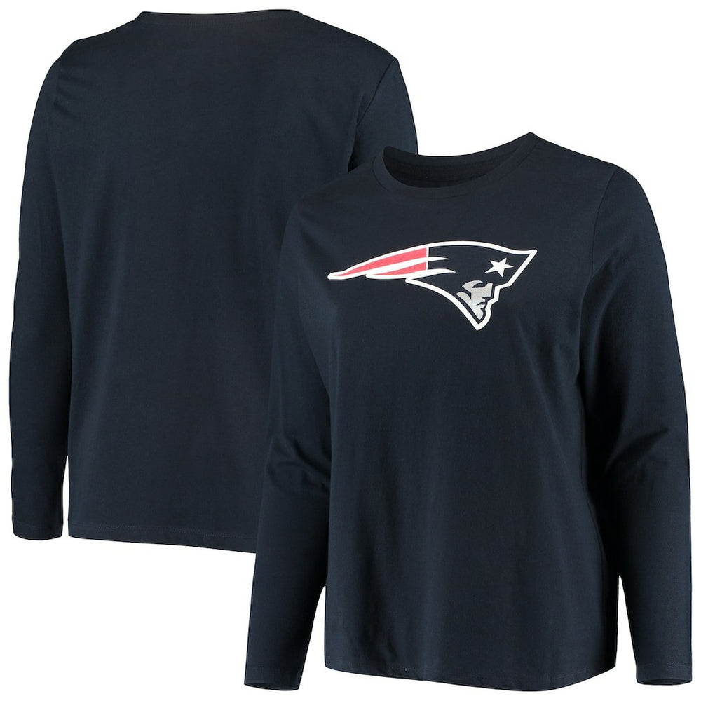 Women's Plus Size Primary Logo Long Sleeve Scoop Neck T-Shirt - New England Patriots