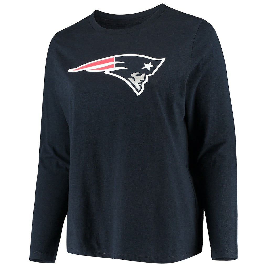 Women's Plus Size Primary Logo Long Sleeve Scoop Neck T-Shirt - New England Patriots