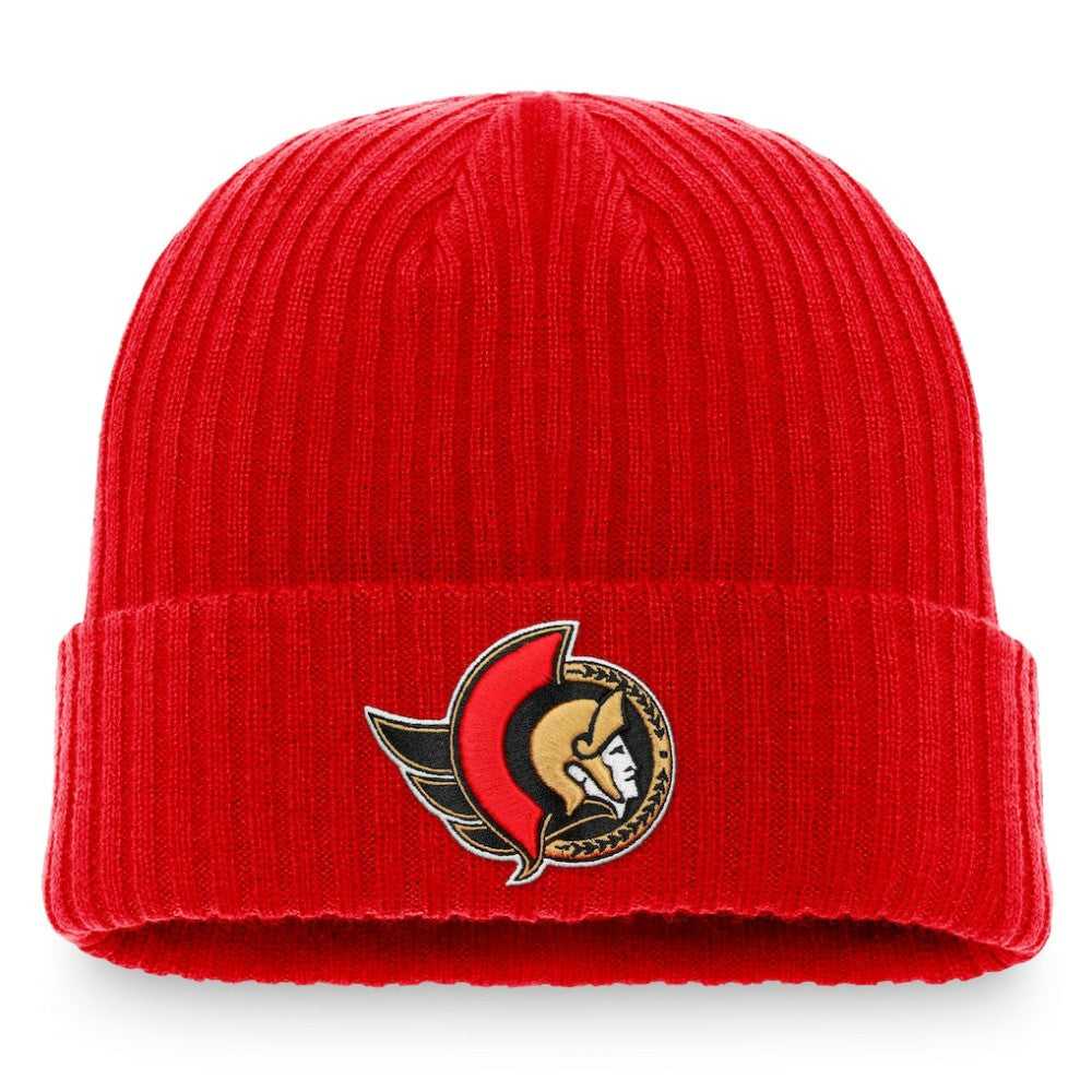 NHL Red Ottawa Senators Fanatics Core Primary Logo Cuffed Knit Hat