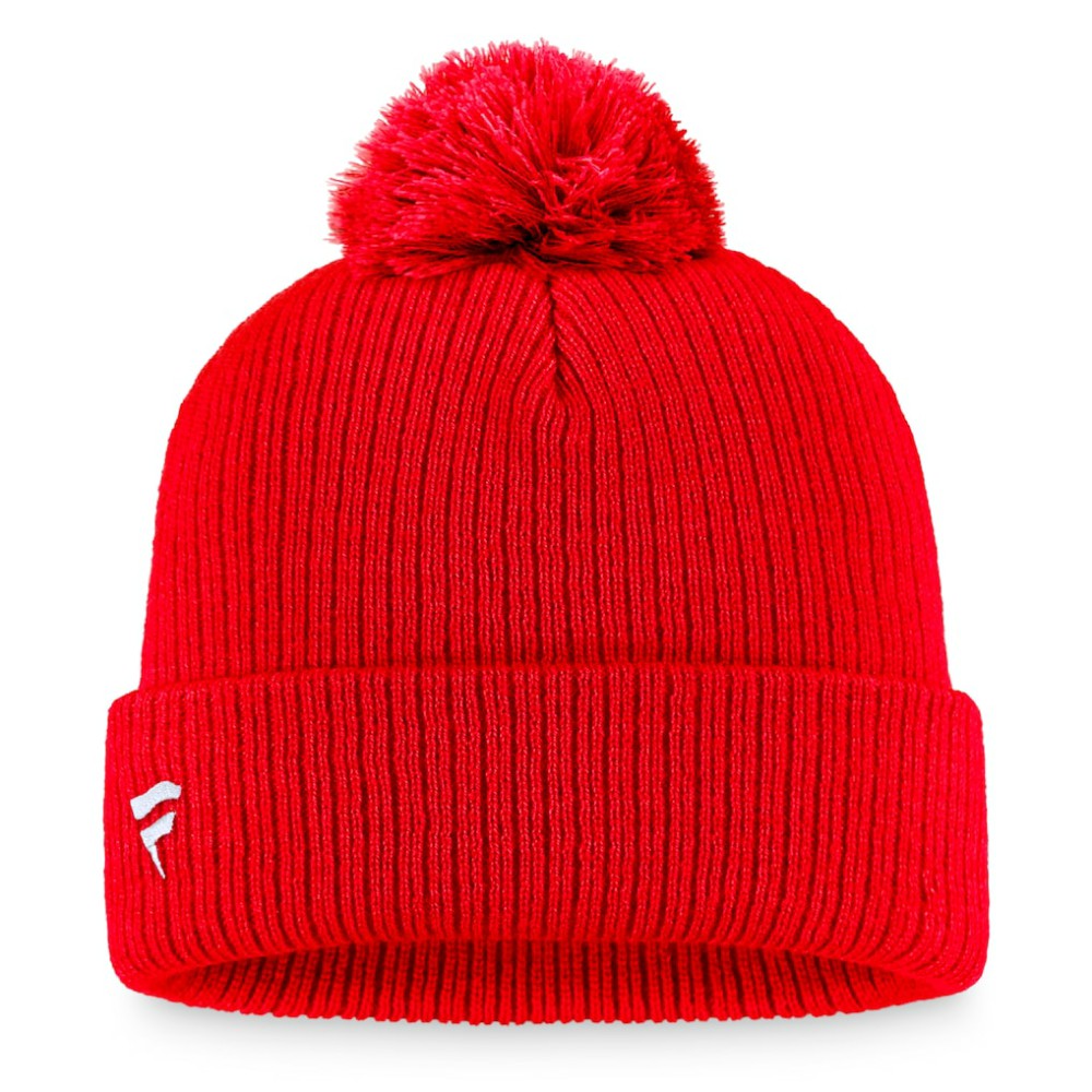 NHL Red Chicago Blackhawks Fanatics Primary Logo Cuffed Knit Hat with Pom