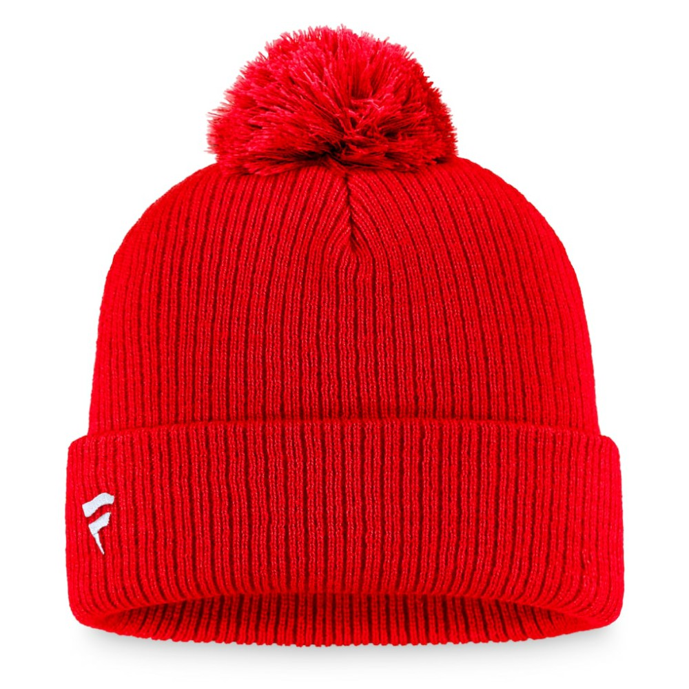 NHL Red Detroit Red Wings Fanatics Primary Logo Cuffed Knit Hat with Pom