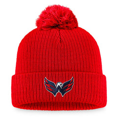 NHL Red Washington Capitals Fanatics Primary Logo Cuffed Knit Hat with Pom