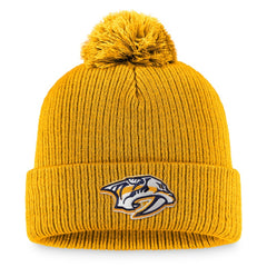 NHL Gold Nashville Predators Fanatics Primary Logo Cuffed Knit Hat with Pom