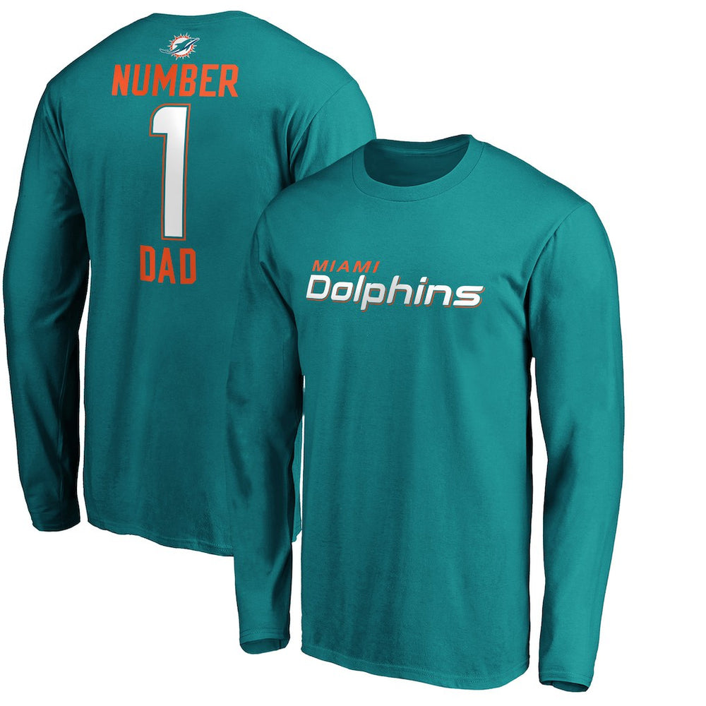 #1 Dad Long Sleeve Team Logo T-Shirt - Miami Dolphins