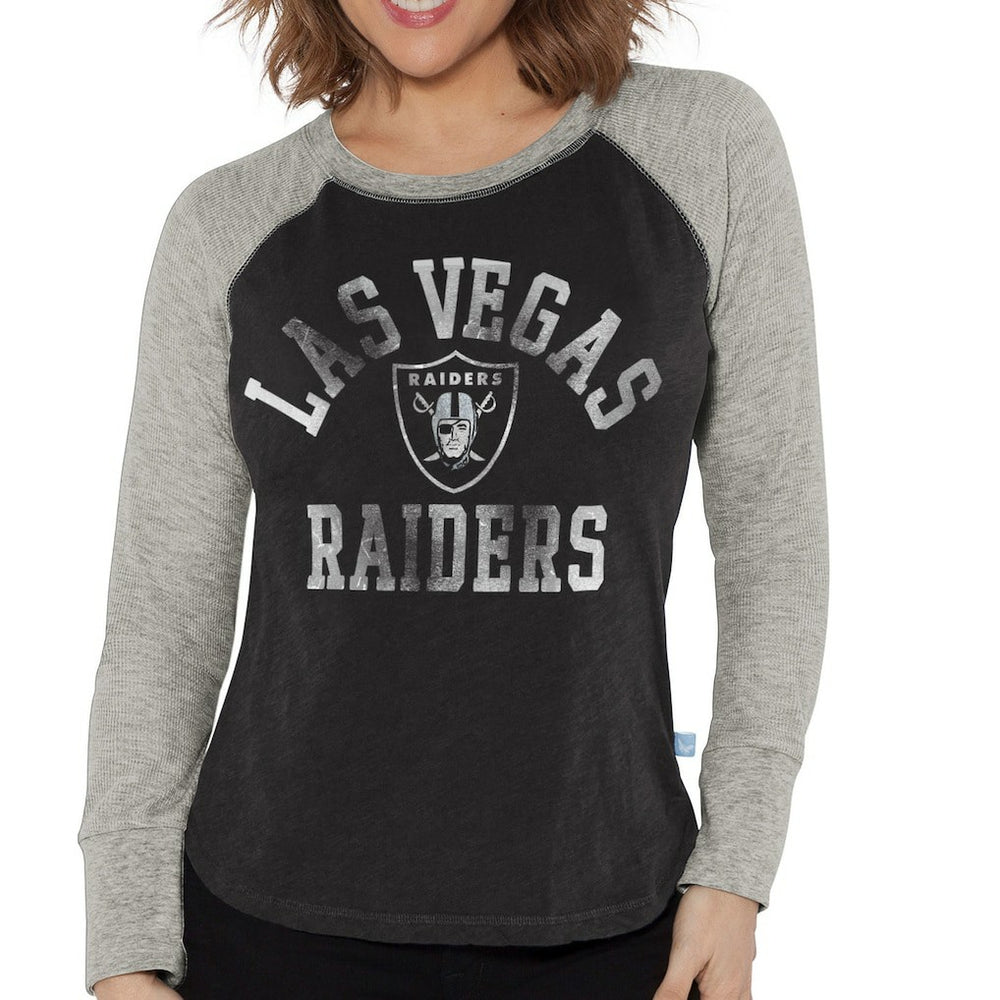 Touch Women's Waffle Raglan Lightweight Long Sleeve T-Shirt - Las Vegas Raiders