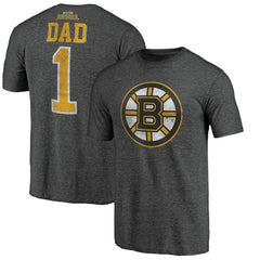 NHL Charcoal Boston Bruins Greatest Dad Tri-Blend T-Shirt