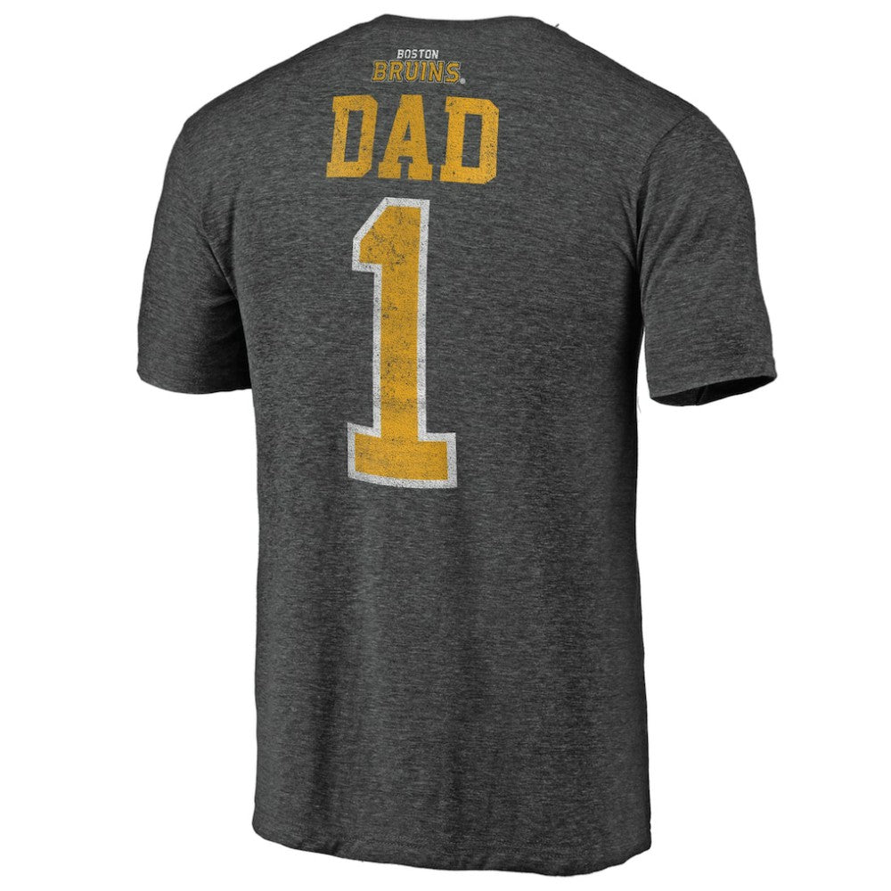 NHL Charcoal Boston Bruins Greatest Dad Tri-Blend T-Shirt