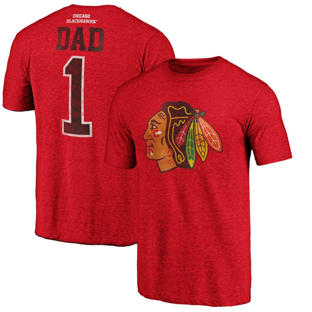 NHL Red Chicago Blackhawks Greatest Dad Tri-Blend T-Shirt