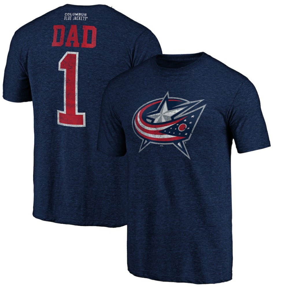 NHL Navy Columbus Blue Jackets Greatest Dad Tri-Blend T-Shirt