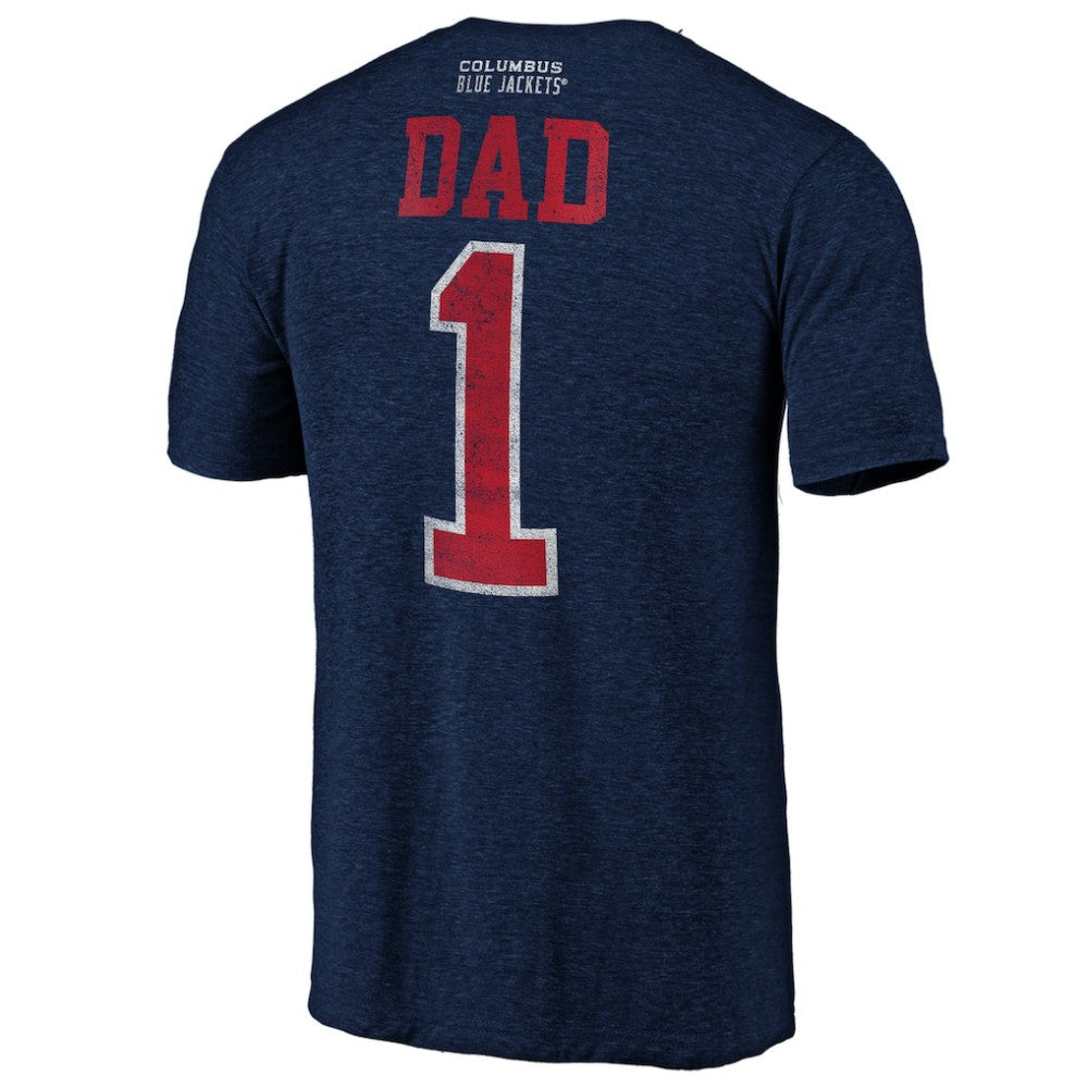 NHL Navy Columbus Blue Jackets Greatest Dad Tri-Blend T-Shirt