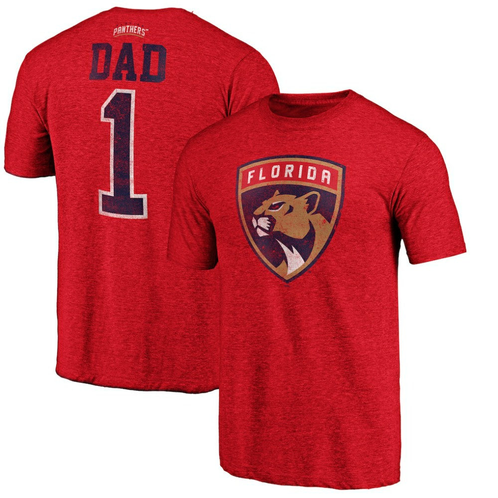 NHL Red Florida Panthers Greatest Dad Tri-Blend T-Shirt