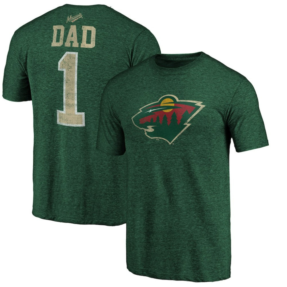 NHL Green Minnesota Wild Greatest Dad Tri-Blend T-Shirt
