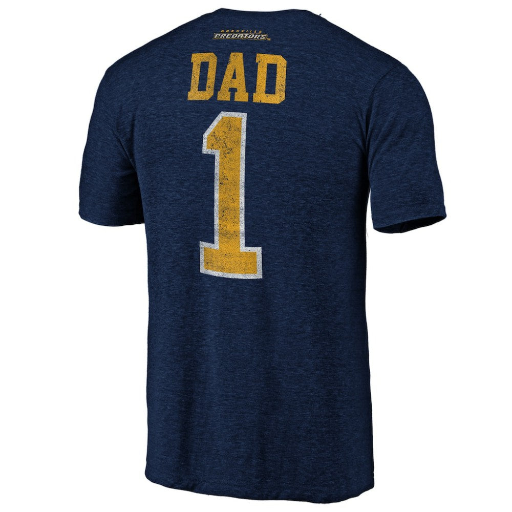 NHL Navy Nashville Predators Greatest Dad Tri-Blend T-Shirt