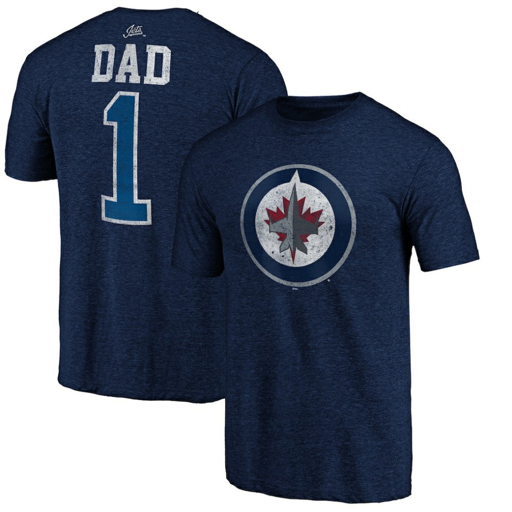 NHL Navy Winnipeg Jets Greatest Dad Tri-Blend T-Shirt