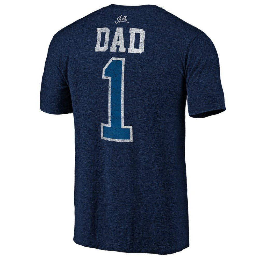 NHL Navy Winnipeg Jets Greatest Dad Tri-Blend T-Shirt