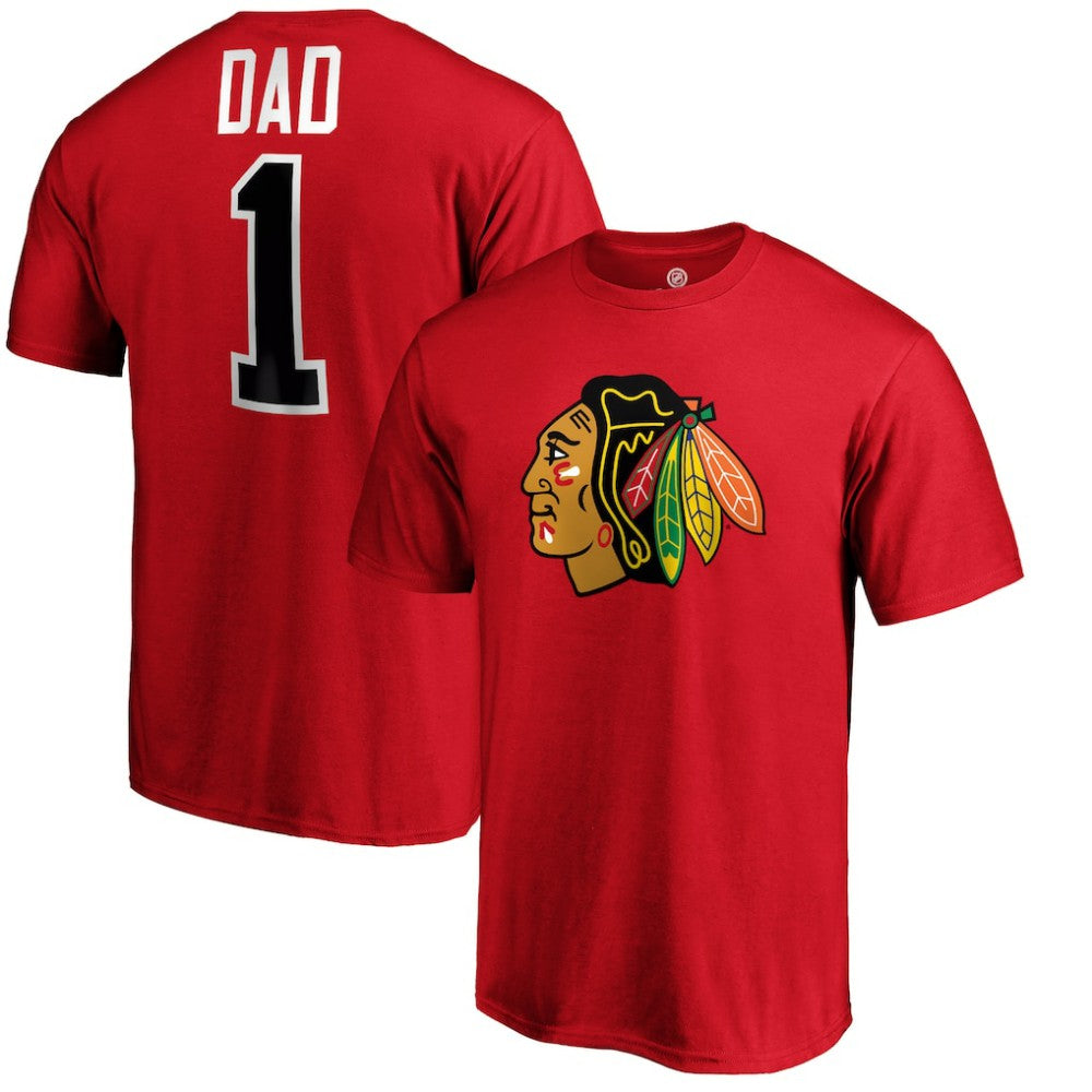NHL Red Chicago Blackhawks #1 Dad T-Shirt