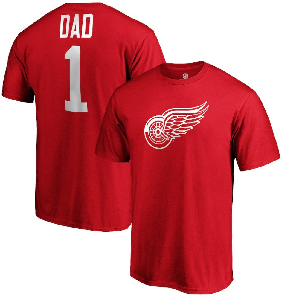 NHL Red Detroit Red Wings #1 Dad T-Shirt