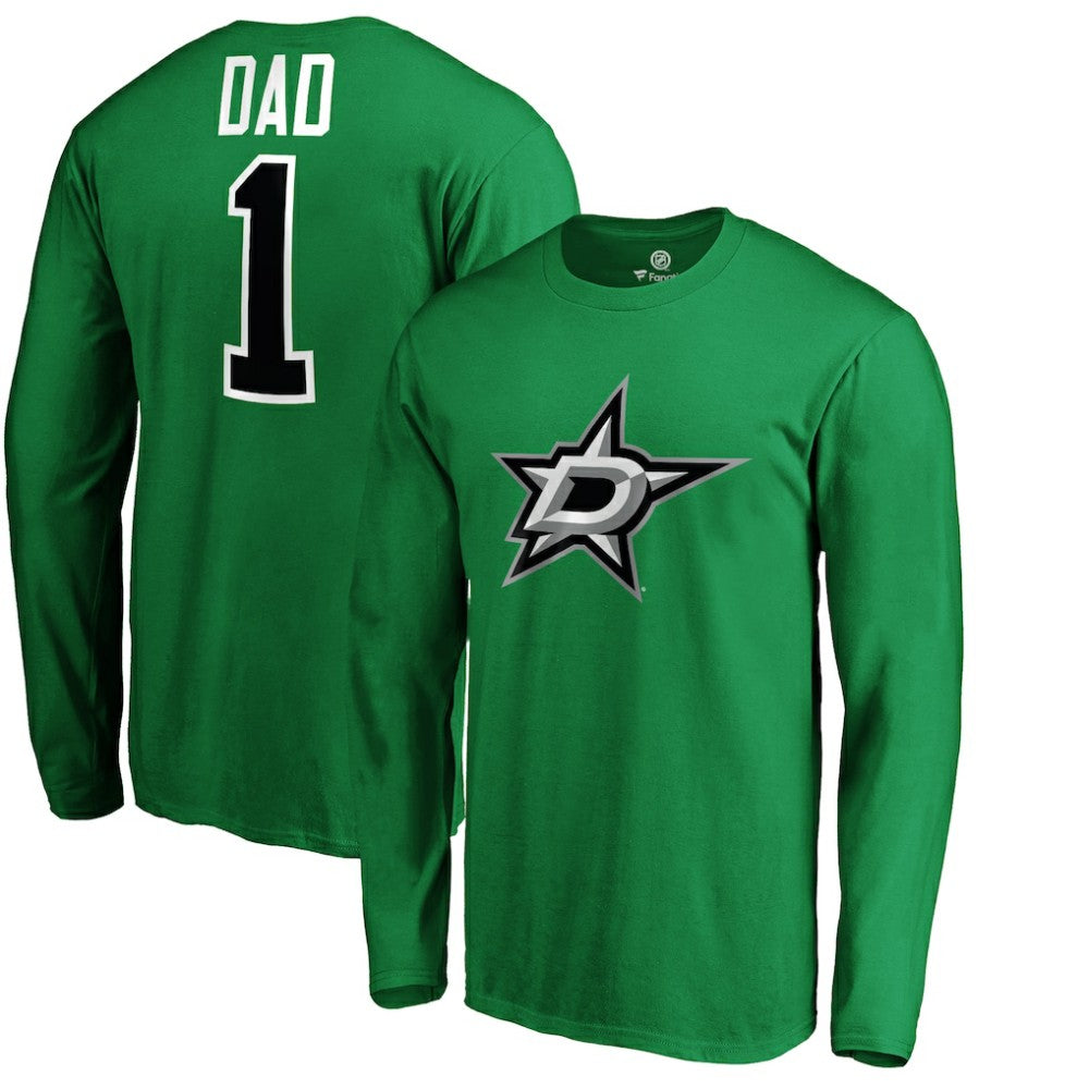 NHL Kelly Green Dallas Stars #1 Dad Long Sleeve T-Shirt