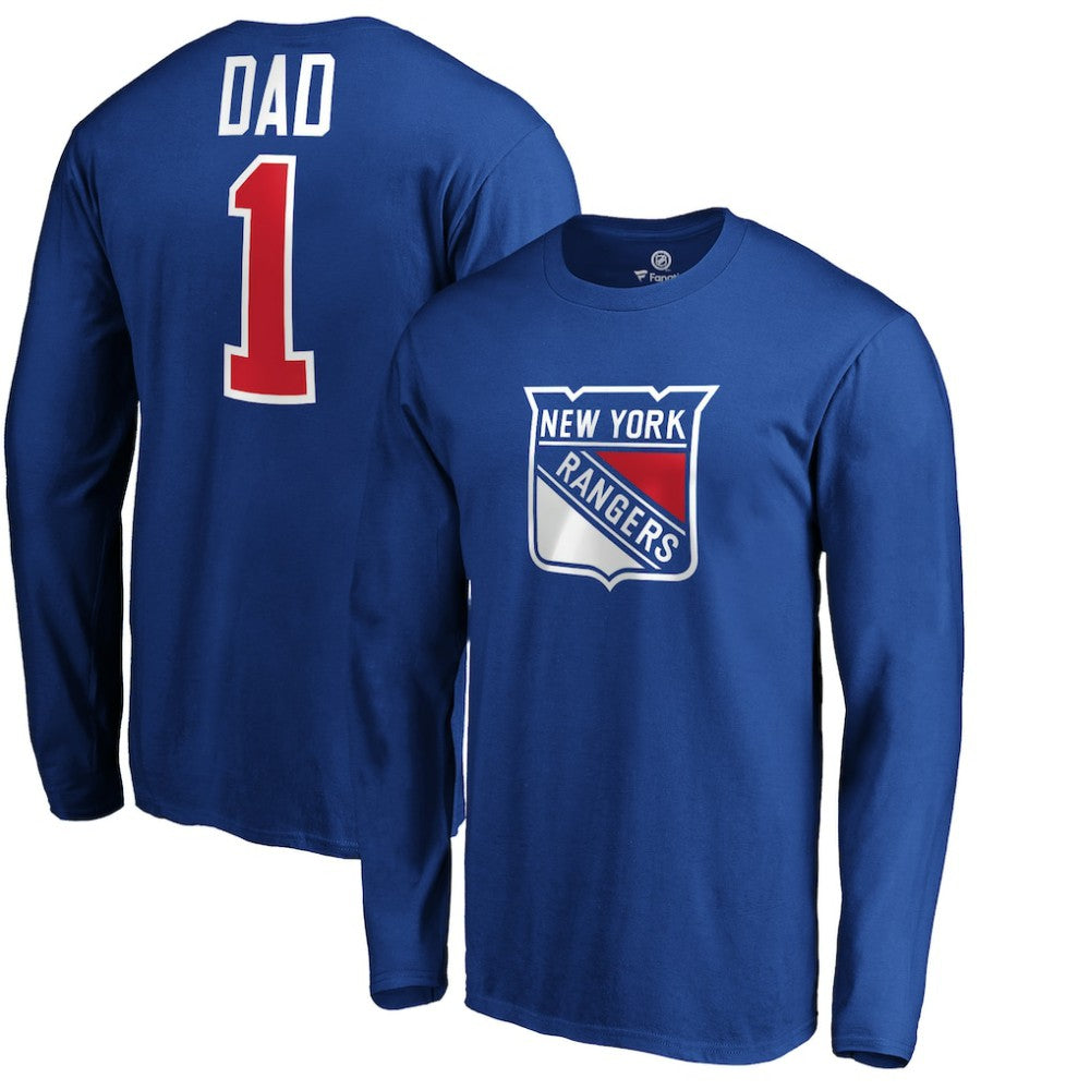 NHL Blue New York Rangers #1 Dad Long Sleeve T-Shirt