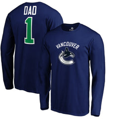 NHL Blue Vancouver Canucks #1 Dad Long Sleeve T-Shirt