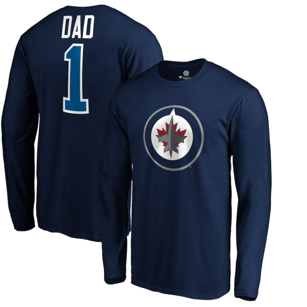 NHL Navy Winnipeg Jets #1 Dad Long Sleeve T-Shirt