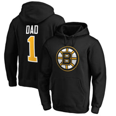 NHL Black Boston Bruins #1 Dad Pullover Hoodie