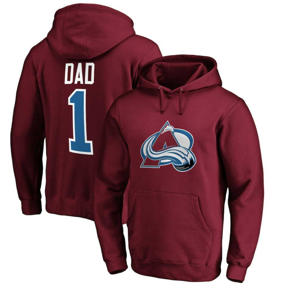 NHL Burgundy Colorado Avalanche #1 Dad Pullover Hoodie