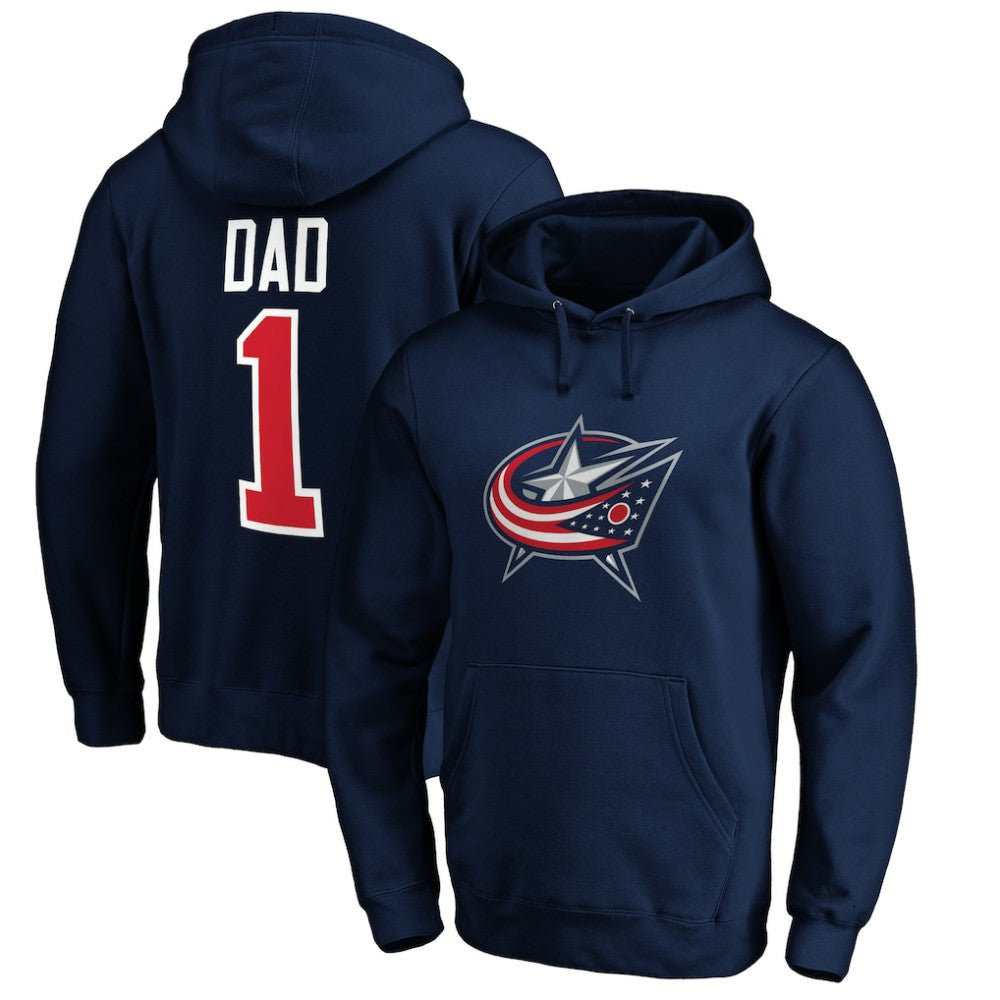 NHL Navy Columbus Blue Jackets #1 Dad Pullover Hoodie