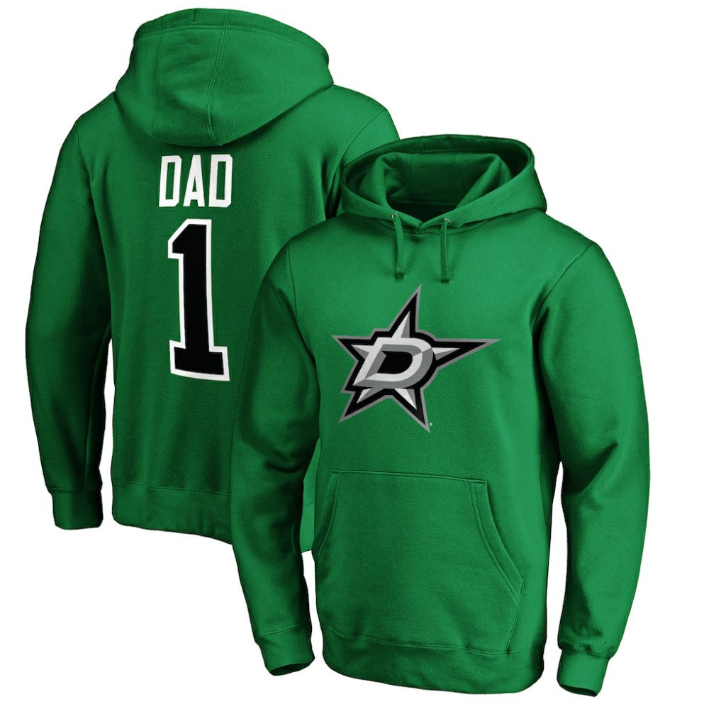 NHL Kelly Green Dallas Stars #1 Dad Pullover Hoodie
