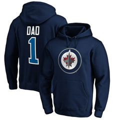 NHL Navy Winnipeg Jets #1 Dad Pullover Hoodie