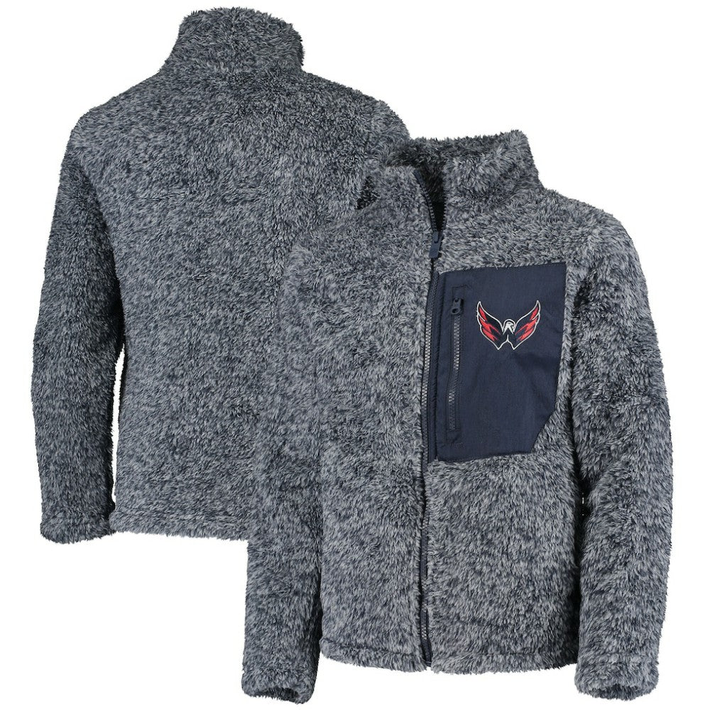 NHL Navy Washington Capitals Girls Youth Fan Gear Sherpa Full-Zip Jacket