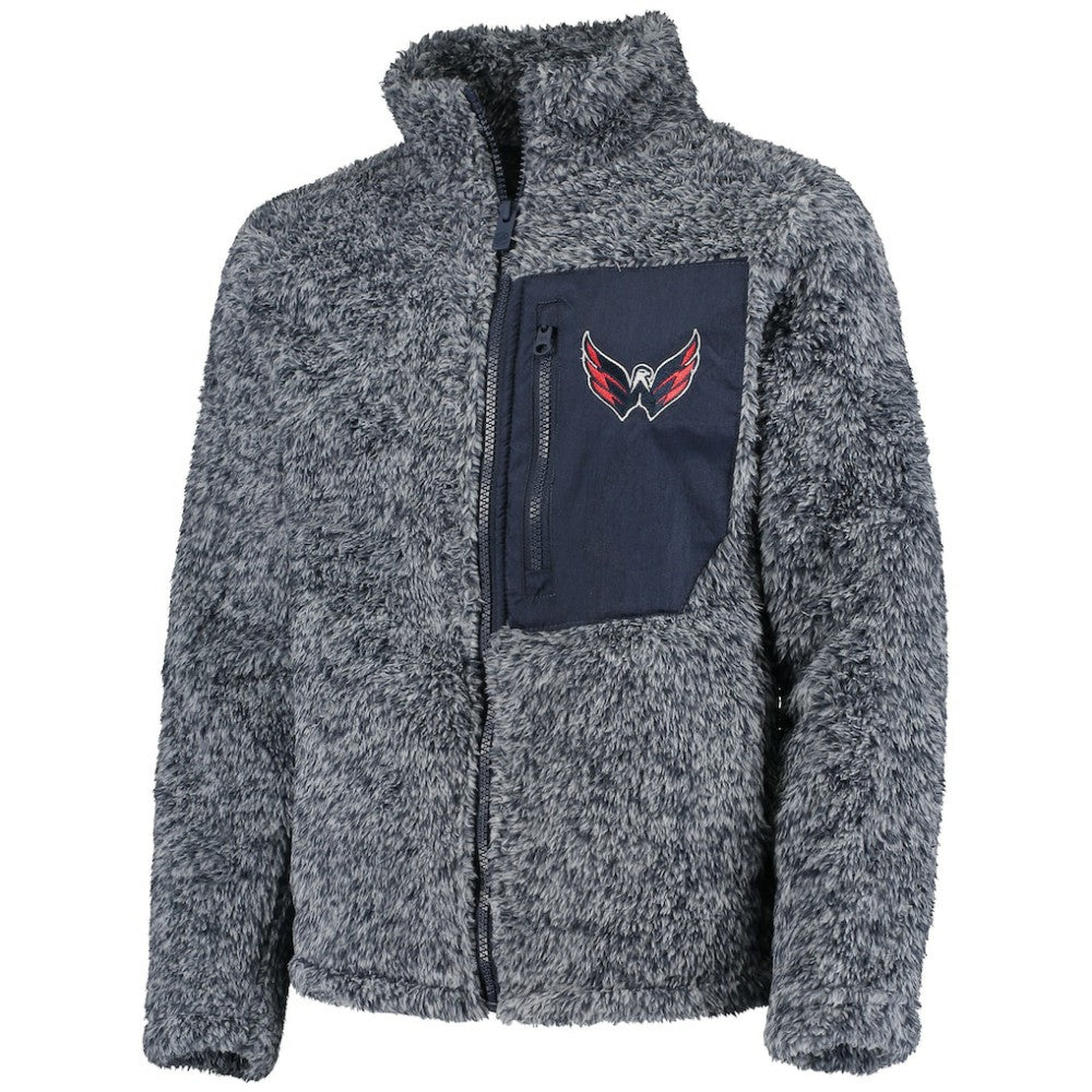 NHL Navy Washington Capitals Girls Youth Fan Gear Sherpa Full-Zip Jacket