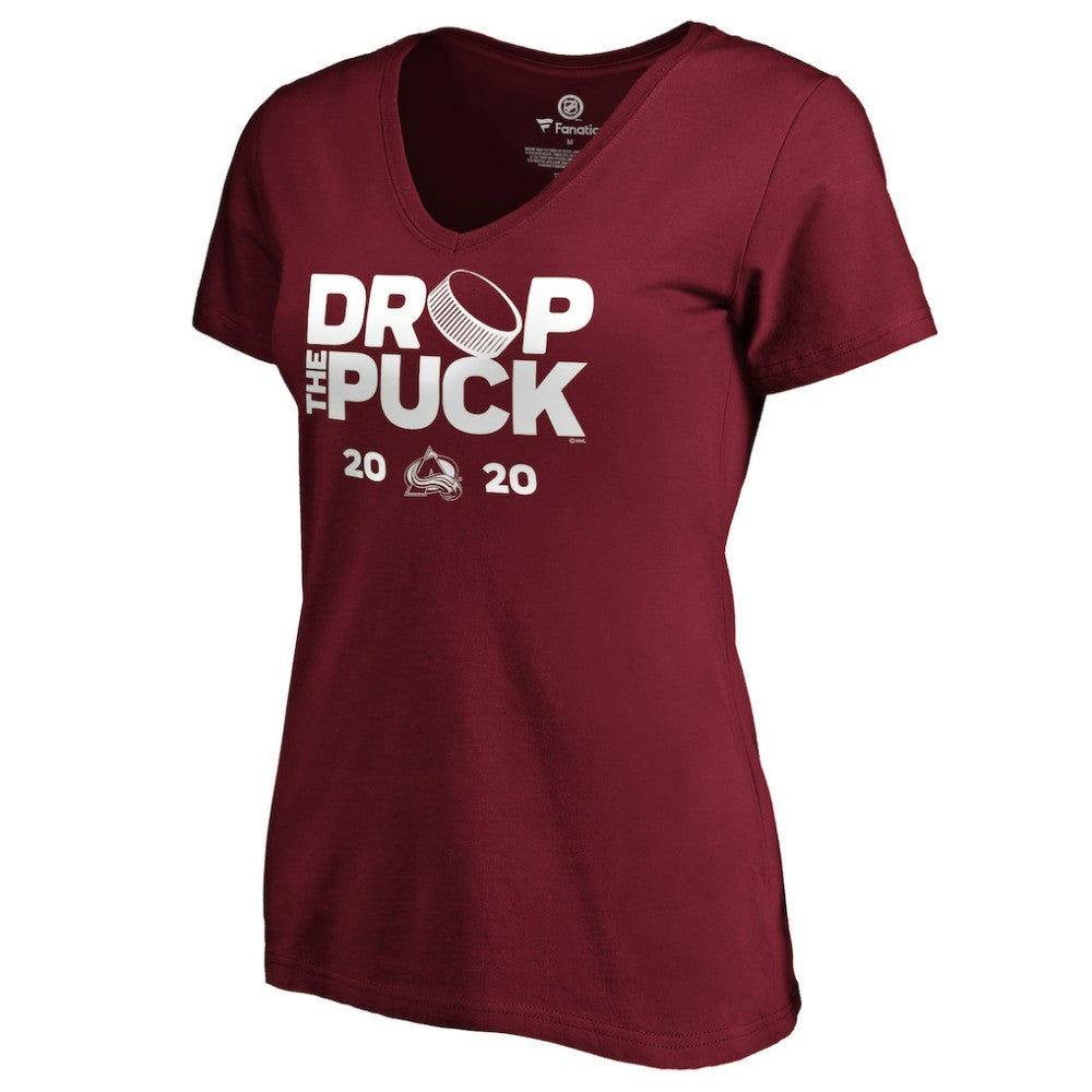 NHL Garnet Colorado Avalanche Women's Drop the Puck V-Neck T-Shirt