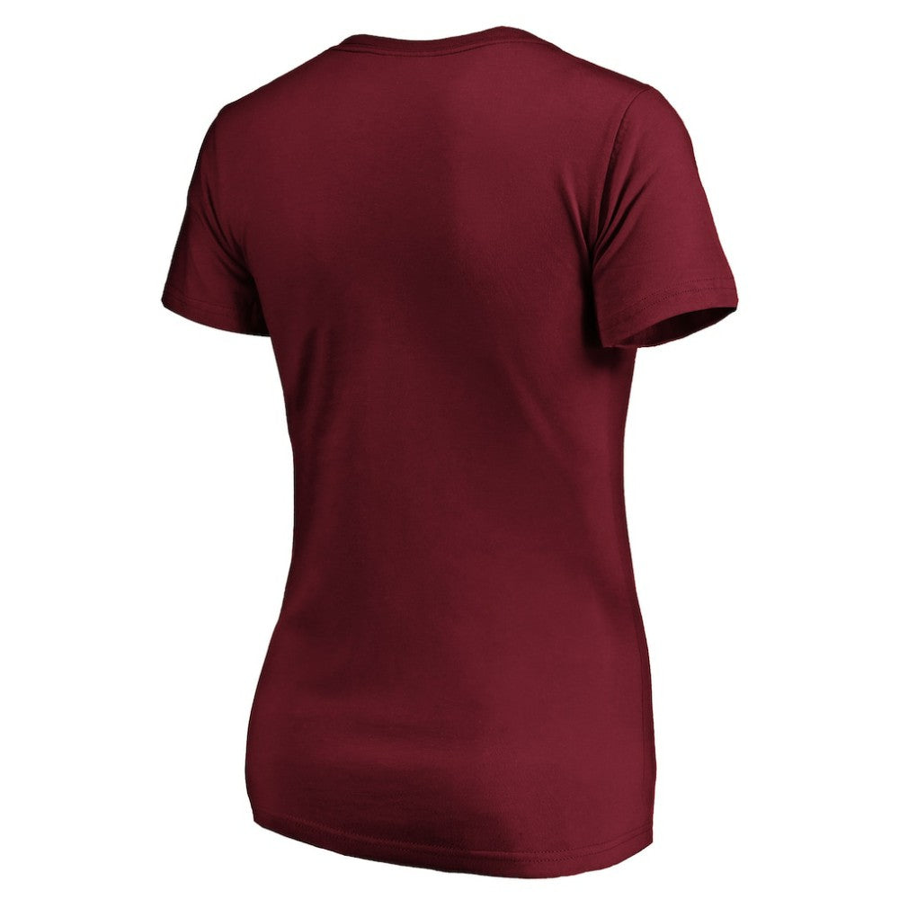 NHL Garnet Colorado Avalanche Women's Drop the Puck V-Neck T-Shirt