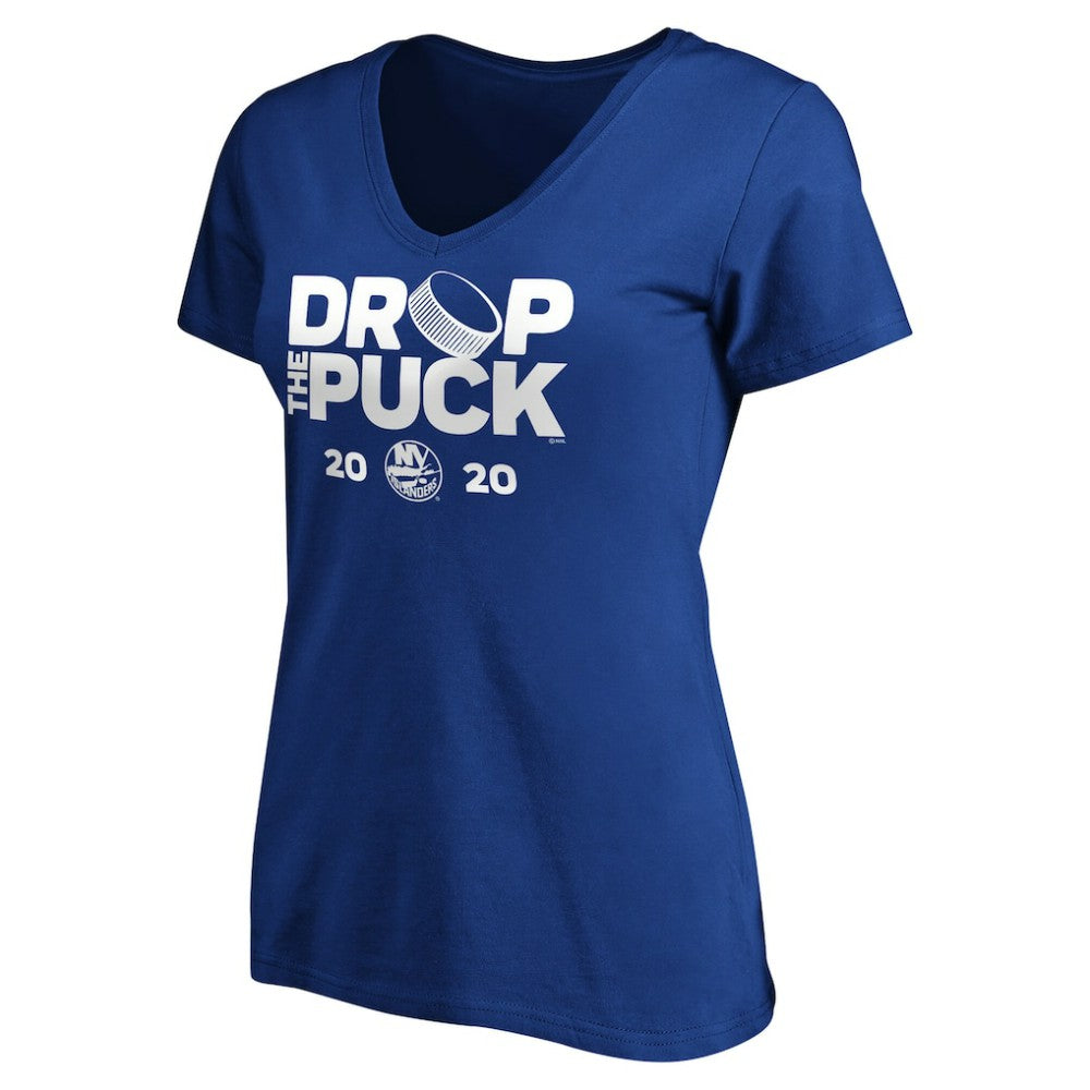 NHL Royal New York Islanders Women's Drop the Puck V-Neck T-Shirt