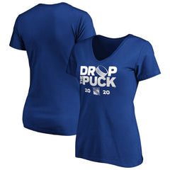 NHL Royal New York Rangers Women's Drop the Puck V-Neck T-Shirt
