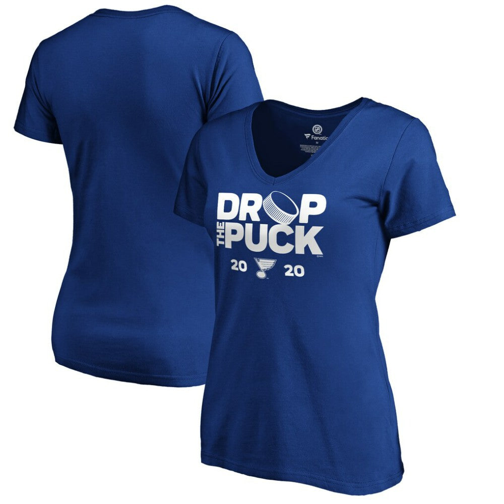 NHL Royal St. Louis Blues Women's Drop the Puck V-Neck T-Shirt