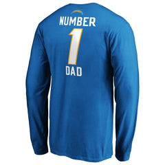 #1 Dad Long Sleeve Team Logo T-Shirt - Los Angeles Chargers