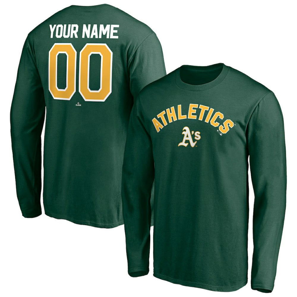 MLB Athletics Personalized Winning Streak Name & Number Long Sleeve T-Shirt