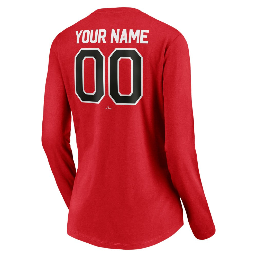 MLB Cincinnati Reds Women's Personalized Winning Streak Name & Number Long Sleeve V-Neck T-Shirt