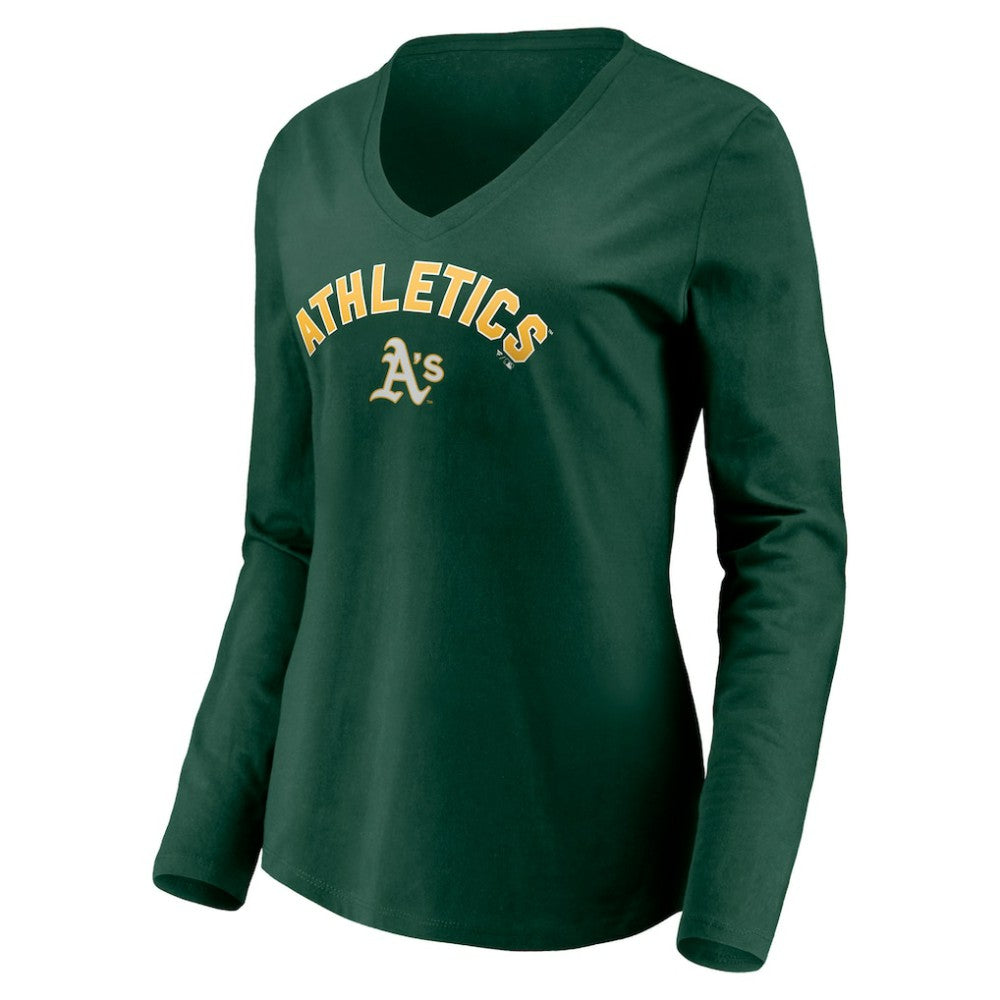 MLB Athletics Women's Personalized Winning Streak Name & Number Long Sleeve V-Neck T-Shirt