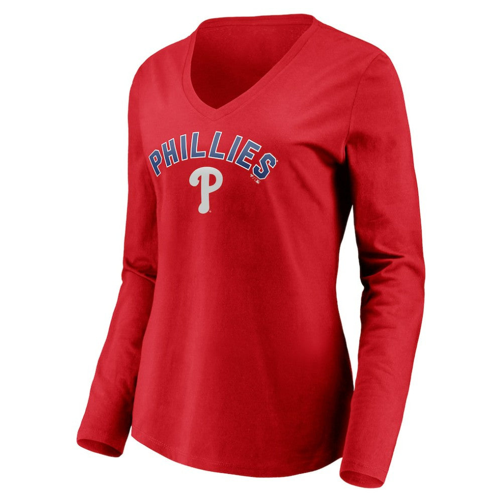 MLB Philadelphia Phillies Women's Personalized Winning Streak Name & Number Long Sleeve V-Neck T-Shirt